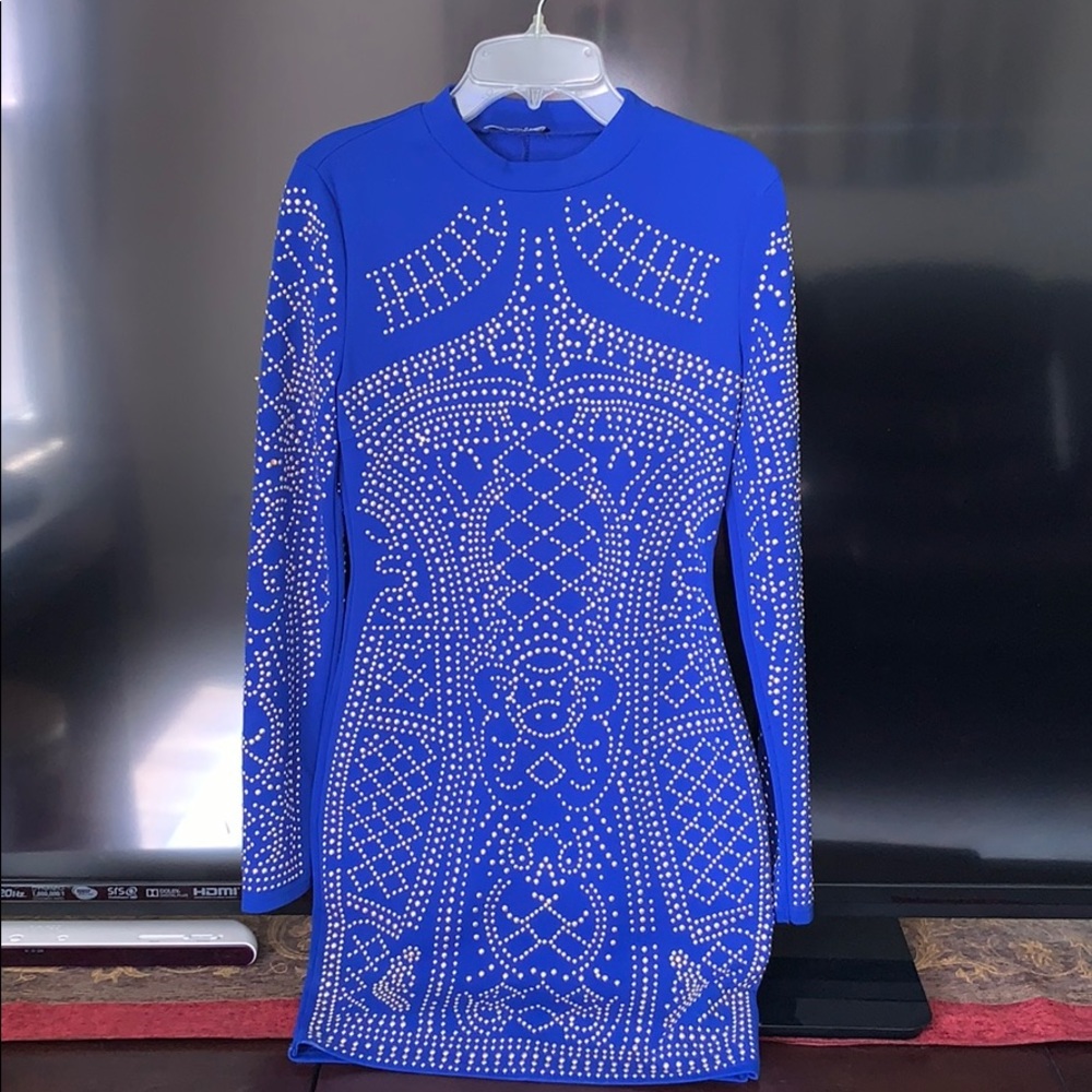 Fashion Nova blue long sleeve dress